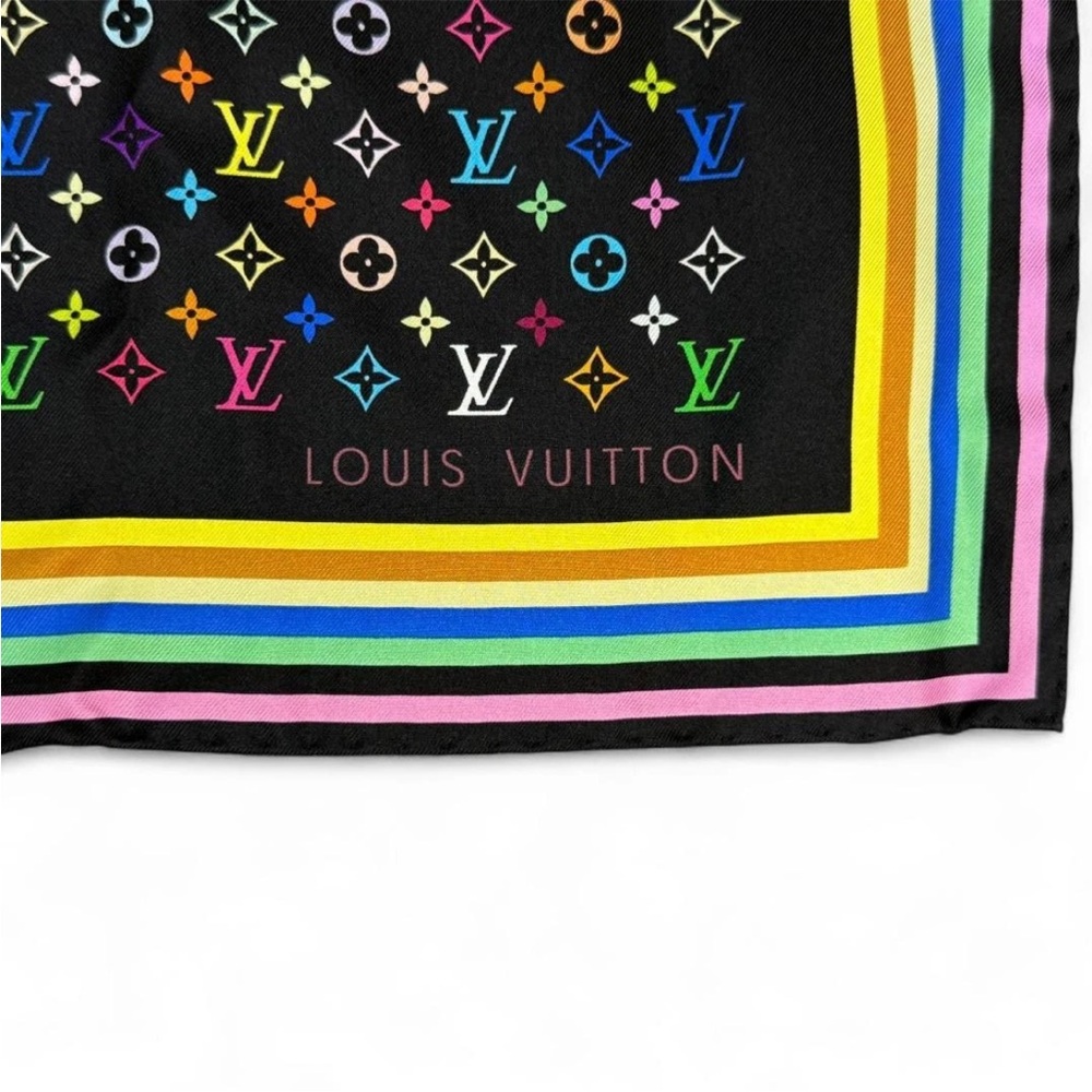 Louis Vuitton Black Multicolor Monogram Scarf - Picture 7 of 11